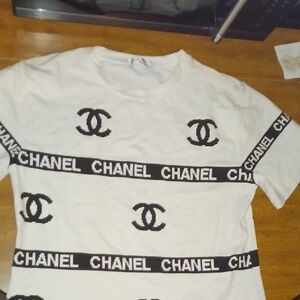 Vintage CHANEL Black and White Logo T-Shirt